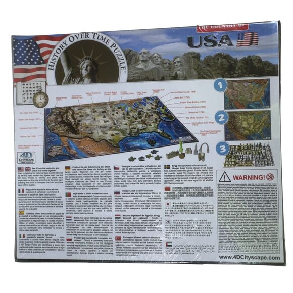 New USA History Over Time Puzzle 4D Cityscape Jigsaw Map Skyscraper SEALED BOX - Picture 2 of 12
